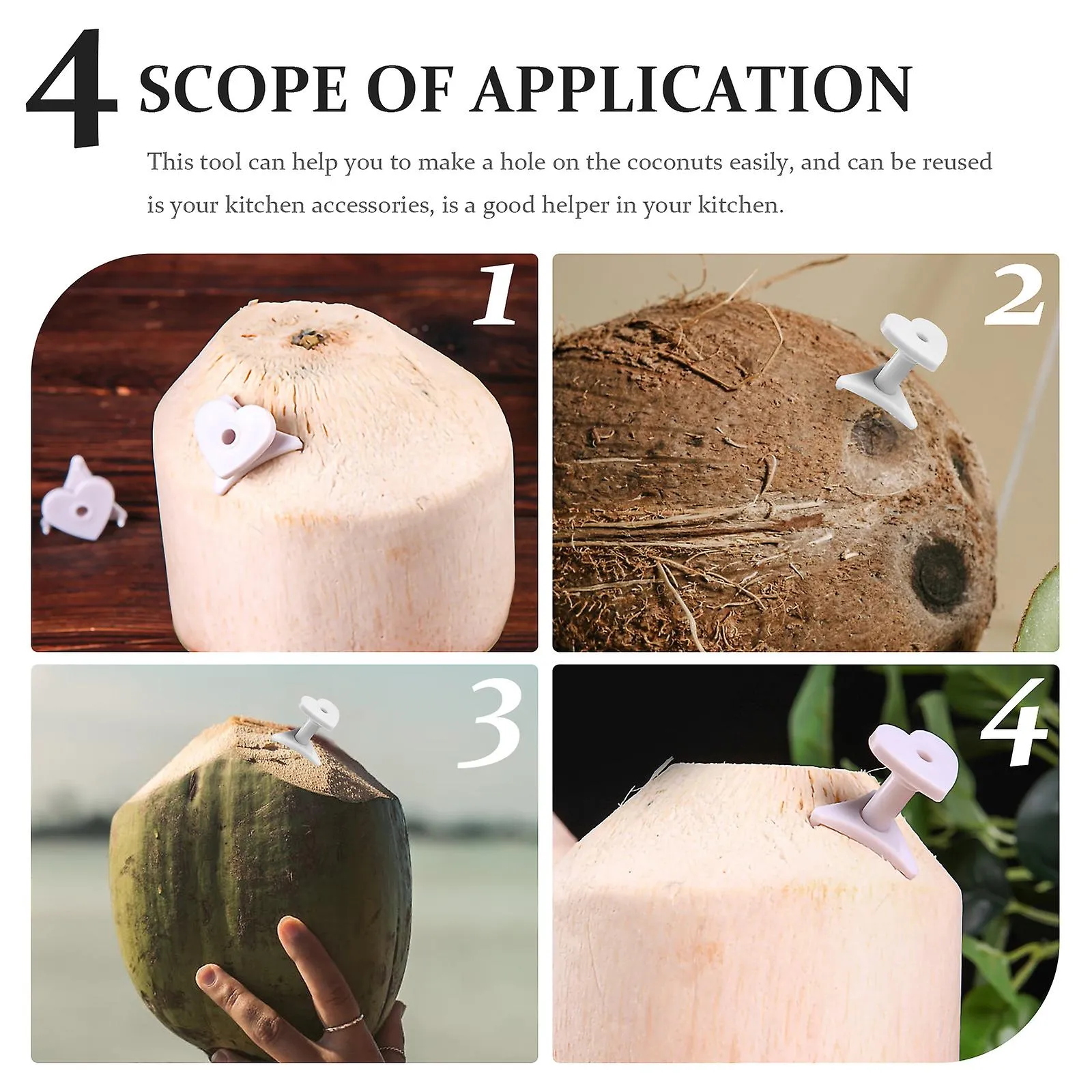 10Pcs Plastic Coconuts Hole Opener Coconuts Open Tool Coconuts Opener Coconuts Open Supplies