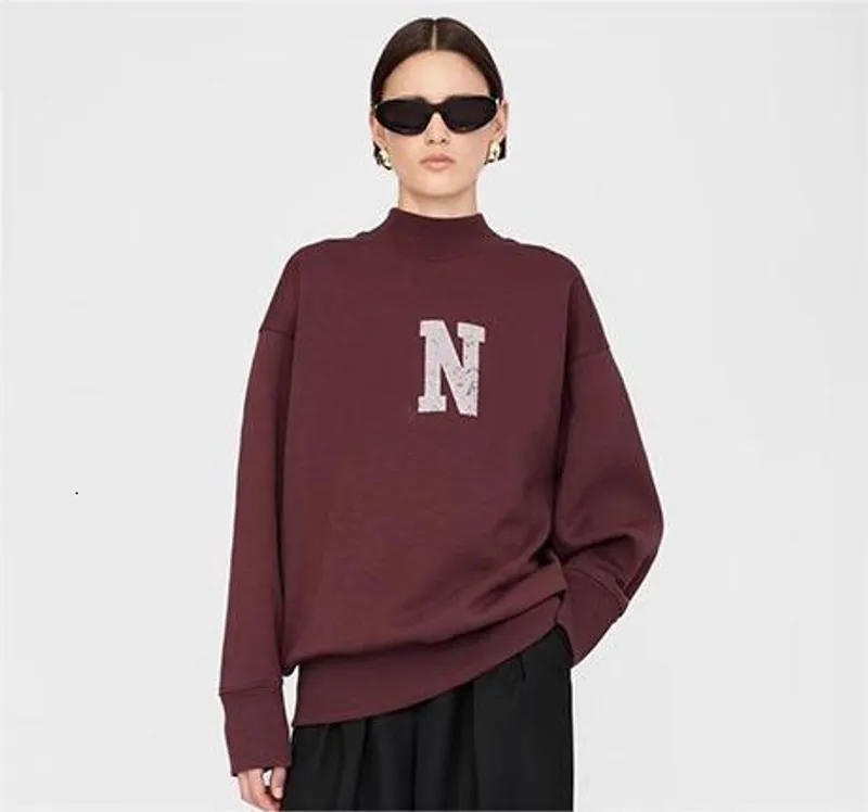 24 otoño Nuevo sudadera de medio cuello alto Carta suelta Mujeres informales Diseñador Sweater de algodón de algodón de algodón