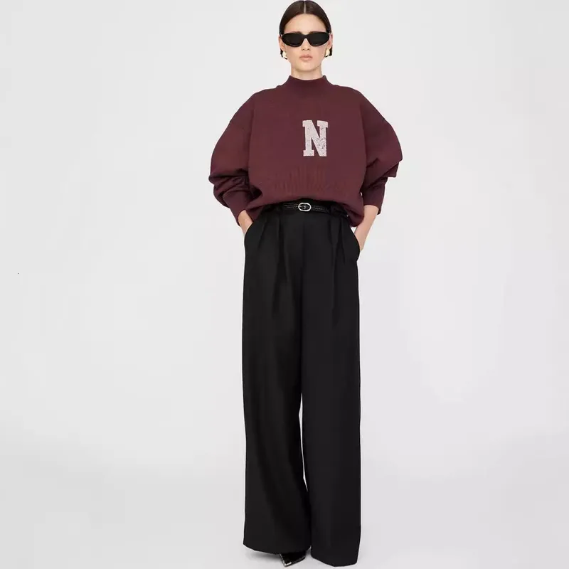24 otoño Nuevo sudadera de medio cuello alto Carta suelta Mujeres informales Diseñador Sweater de algodón de algodón de algodón