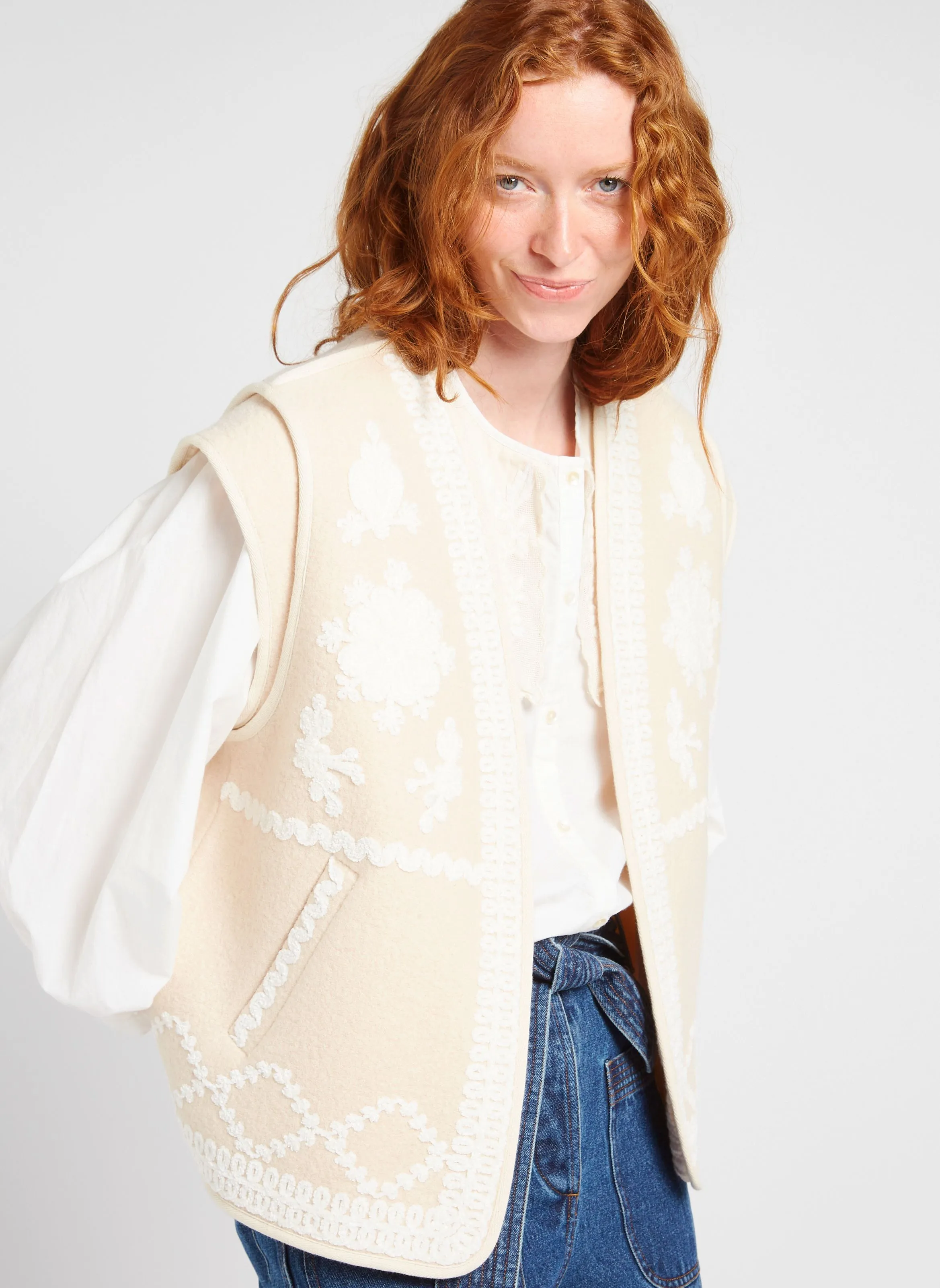 ANDREW  CHAQUETA BORDADA DE LANA EN BEIGE