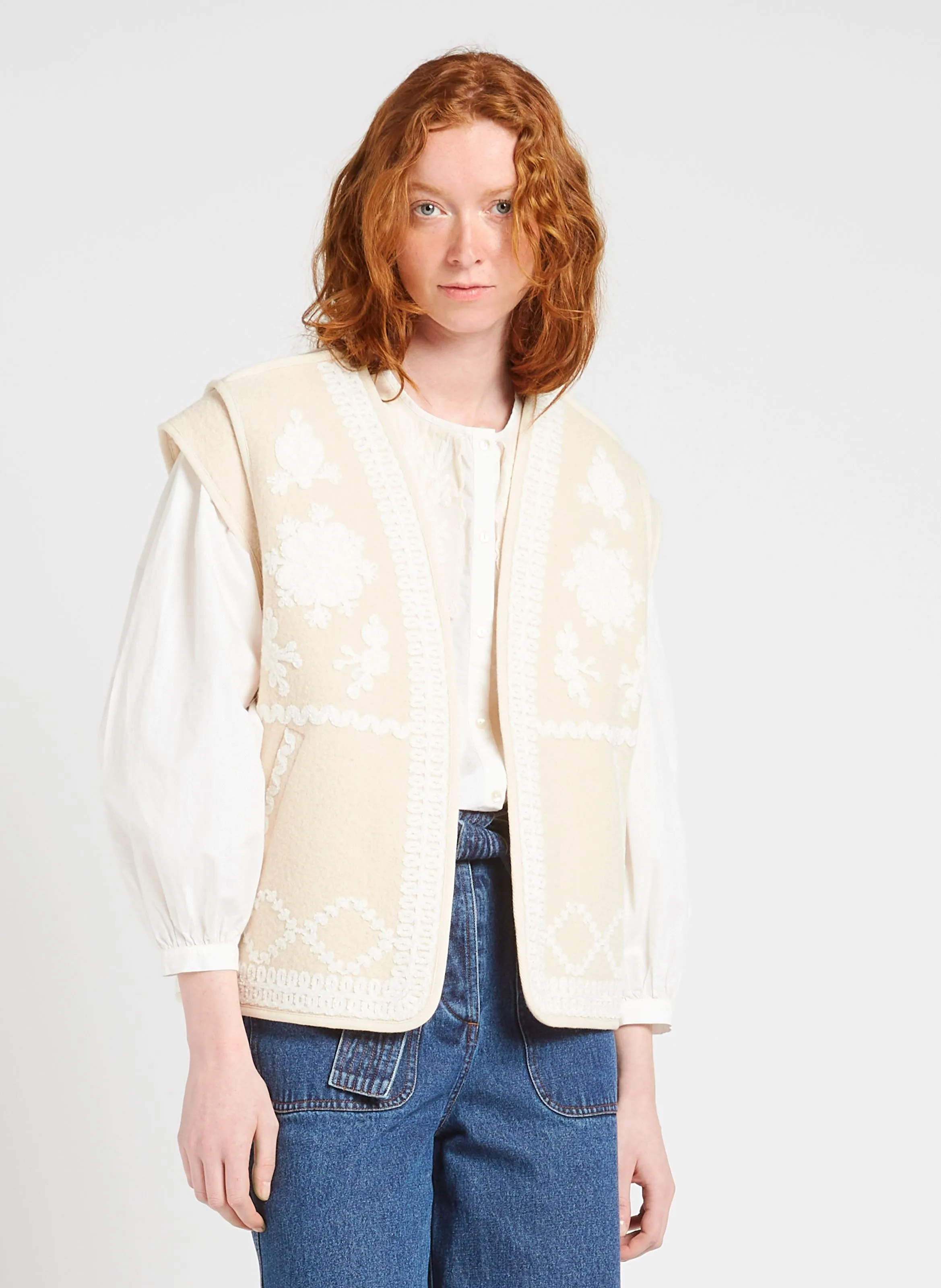 ANDREW  CHAQUETA BORDADA DE LANA EN BEIGE