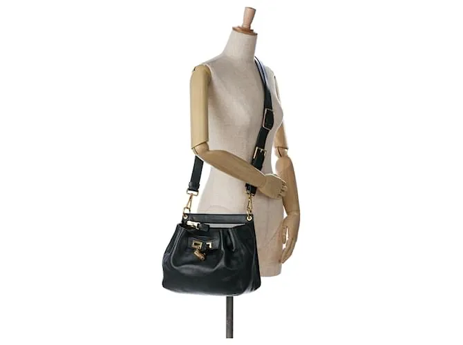 Bandolera de cuero negro Tom Ford con cierre frontal 