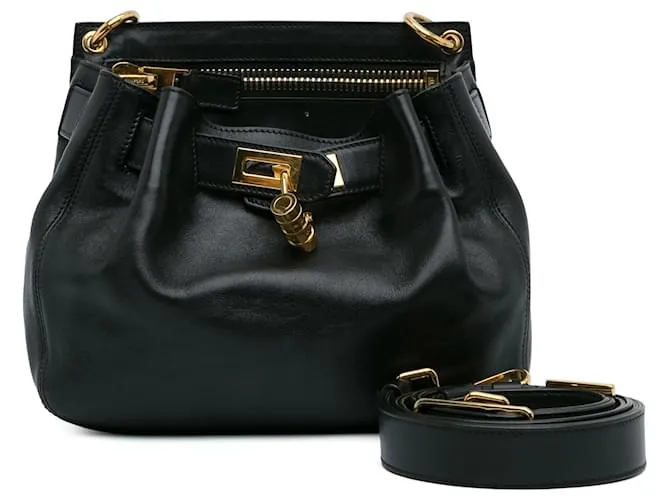 Bandolera de cuero negro Tom Ford con cierre frontal 
