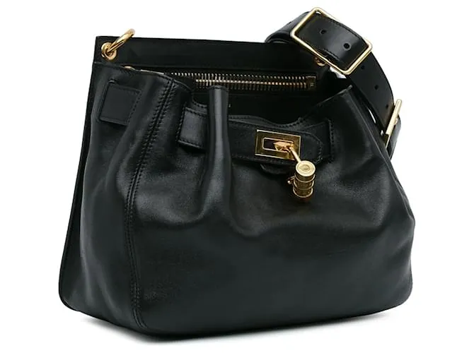 Bandolera de cuero negro Tom Ford con cierre frontal 