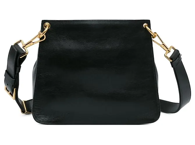 Bandolera de cuero negro Tom Ford con cierre frontal 