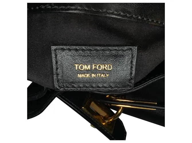 Bandolera de cuero negro Tom Ford con cierre frontal 