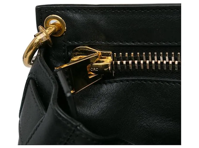 Bandolera de cuero negro Tom Ford con cierre frontal 