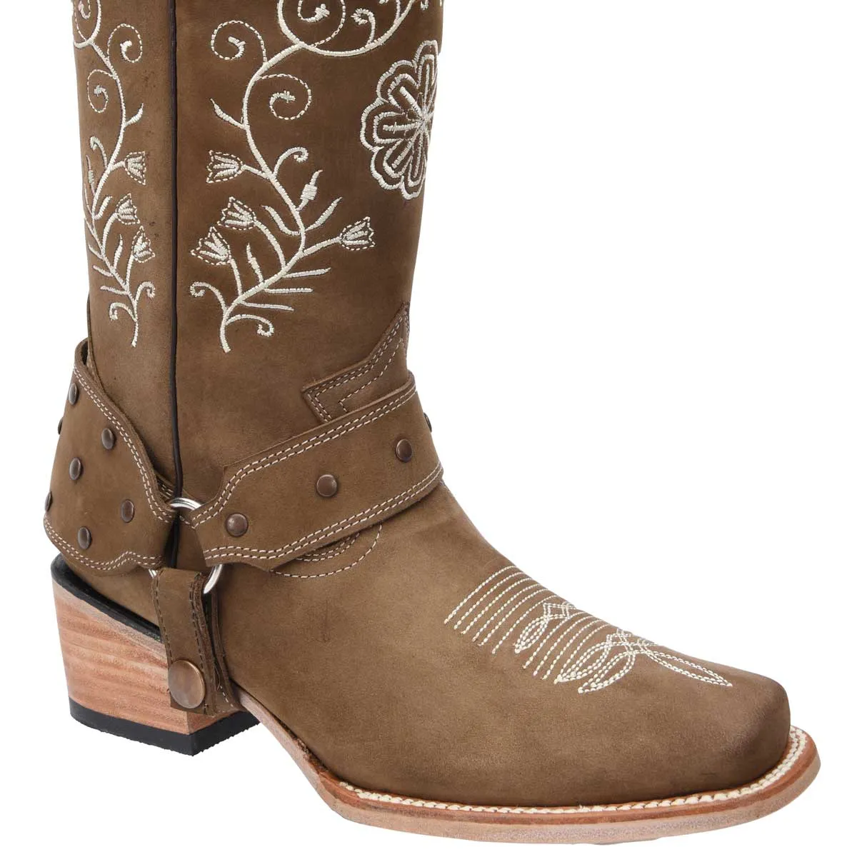BOTAS DE CUERO HORMA RODEO NOBUCK PARA MUJER WD487