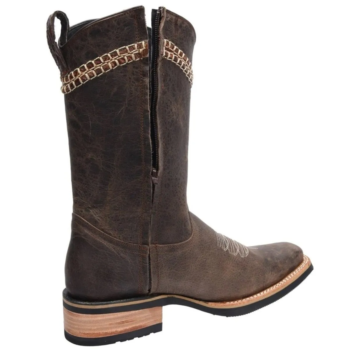 BOTAS VAQUERAS DE CUERO CRAZY ORIGINAL CON ZIPPER HORMA RODEO WD320