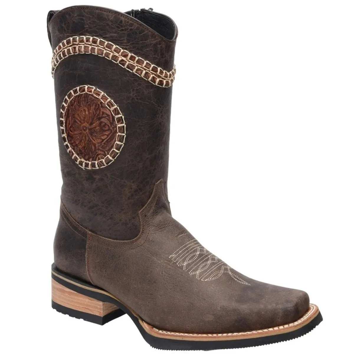 BOTAS VAQUERAS DE CUERO CRAZY ORIGINAL CON ZIPPER HORMA RODEO WD320