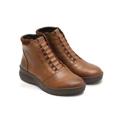 Botin mujer plano elasticos cuero