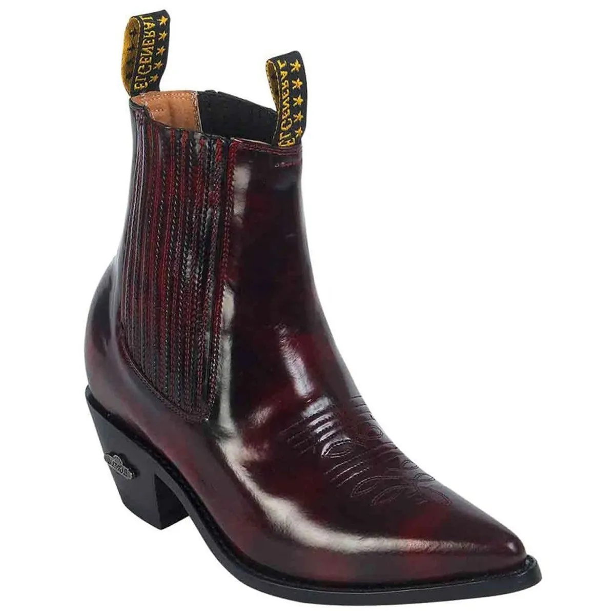 BOTIN VAQUERO DE CUERO ACABADO CAMALEON COLOR VINO GEN179