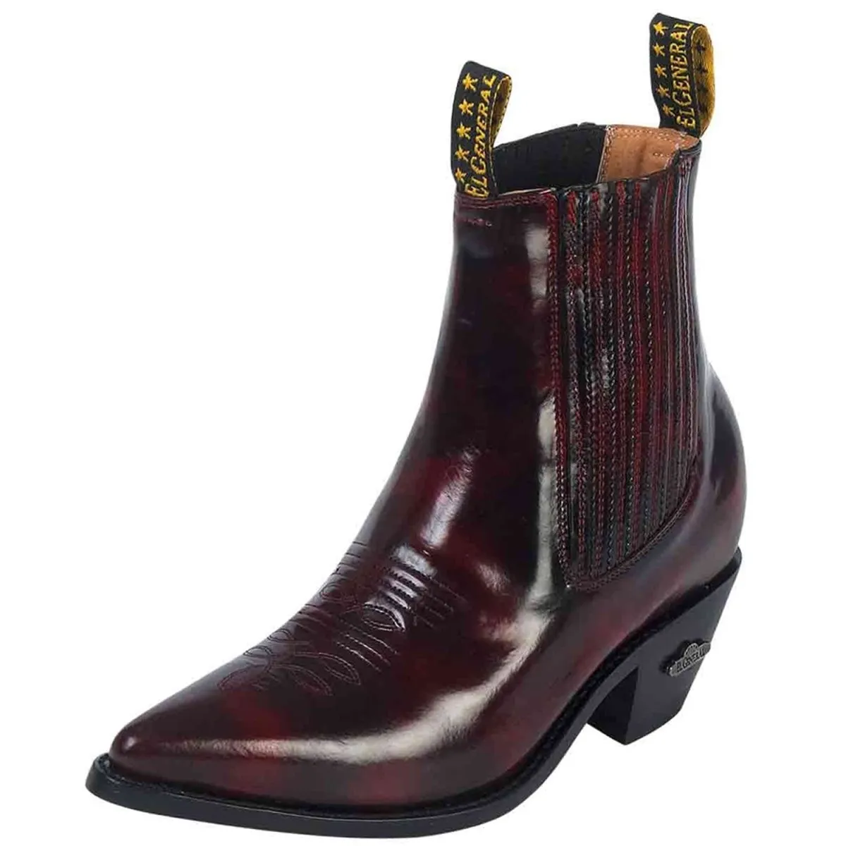 BOTIN VAQUERO DE CUERO ACABADO CAMALEON COLOR VINO GEN179