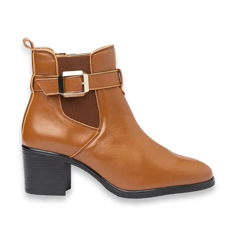Botines Chelsea Con Hebilla Mujer Piel Napa Suave Plantilla Piel Y Gel 1301 Cuero, de Eva Mañas