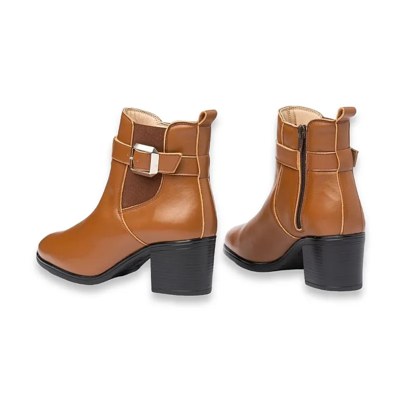 Botines Chelsea Con Hebilla Mujer Piel Napa Suave Plantilla Piel Y Gel 1301 Cuero, de Eva Mañas