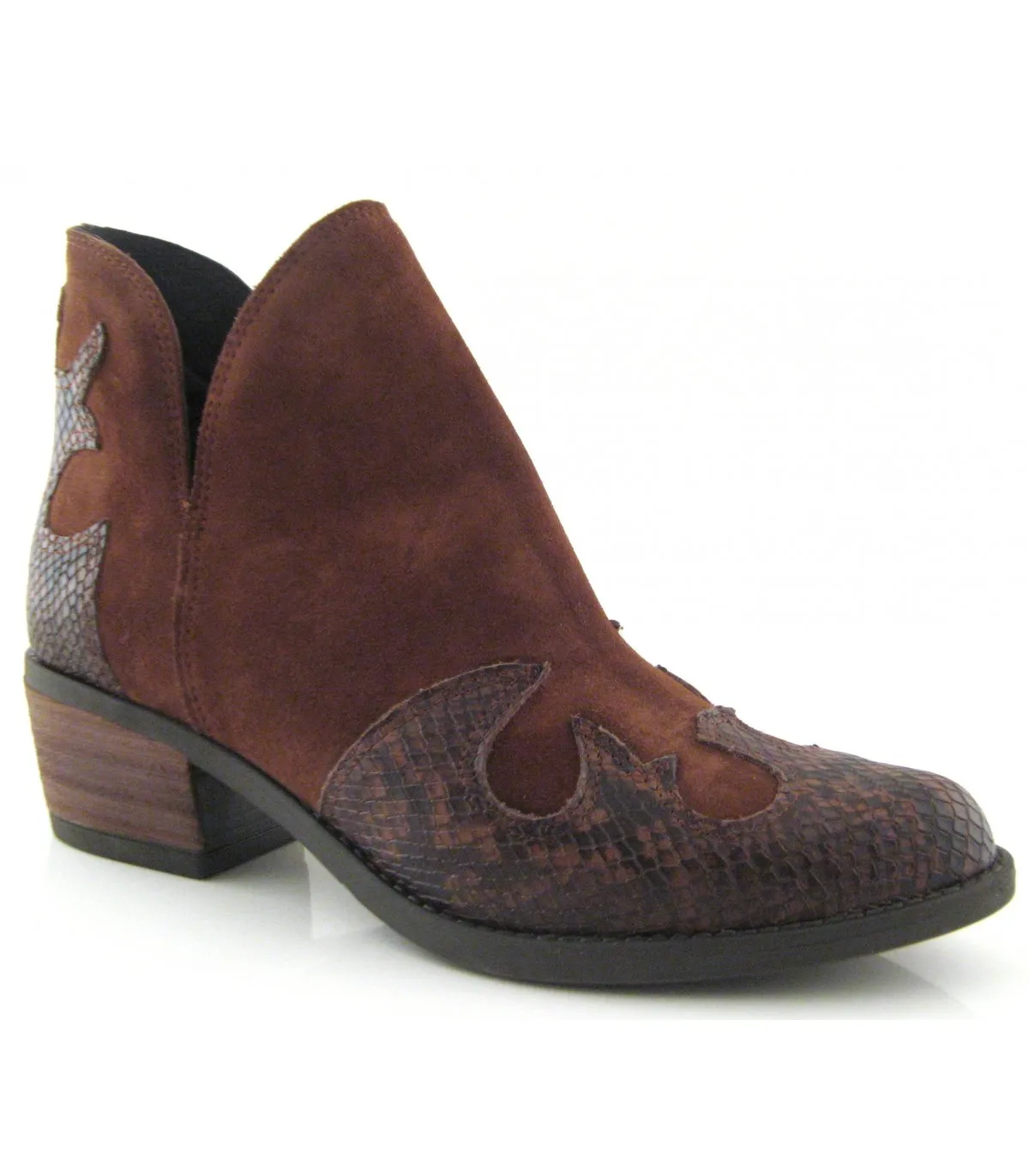Botín cowboy combinado color cuero