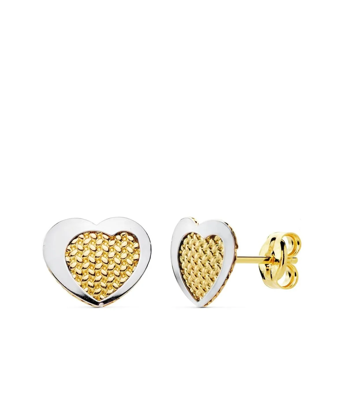 Boucles d'oreilles Fille Deme Coeur Or Bicolore 18 K 9 MM