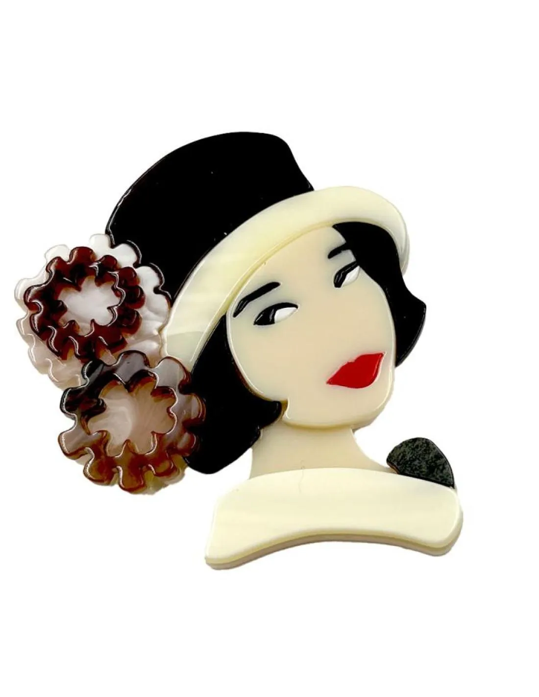 BROCHES MARRONES Y NEGROS CON BELLA CARA DE MUJER