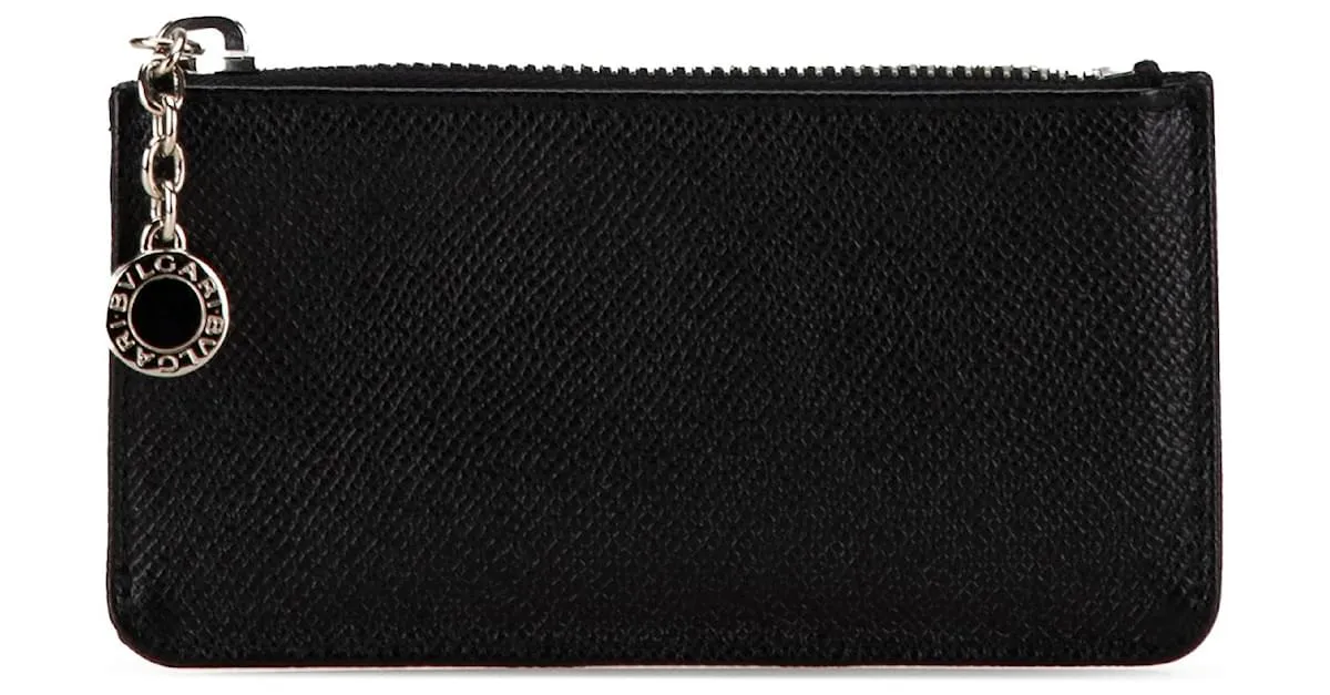 Bulgari Monedero de cuero negro Bvlgari 