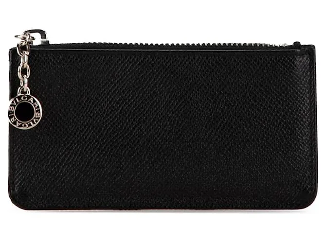 Bulgari Monedero de cuero negro Bvlgari 