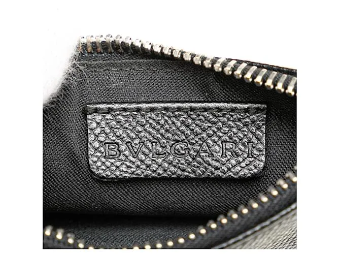 Bulgari Monedero de cuero negro Bvlgari 