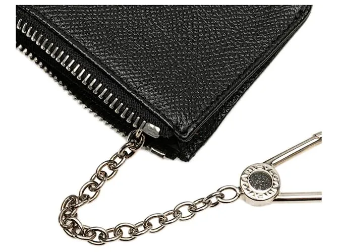 Bulgari Monedero de cuero negro Bvlgari 