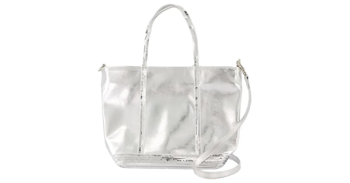 CABAS S SHOPPER BAG  VANESSA BRUNO  CUERO  PLATA METáLICO 