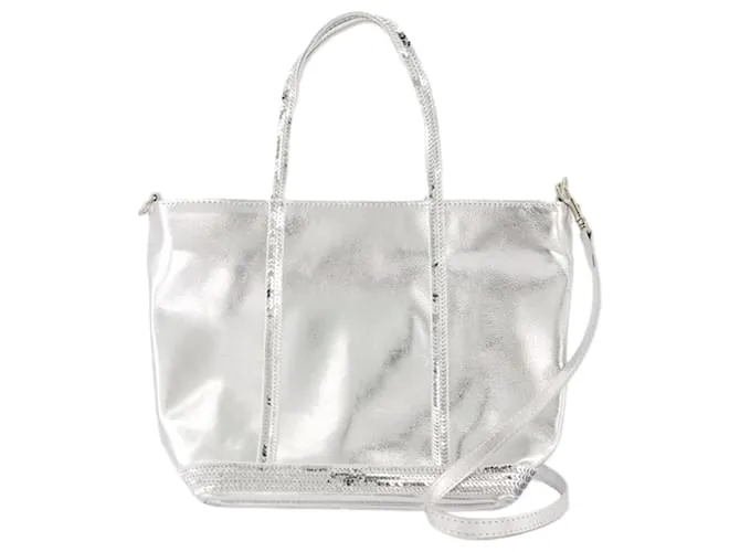 CABAS S SHOPPER BAG  VANESSA BRUNO  CUERO  PLATA METáLICO 