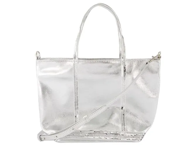 CABAS S SHOPPER BAG  VANESSA BRUNO  CUERO  PLATA METáLICO 
