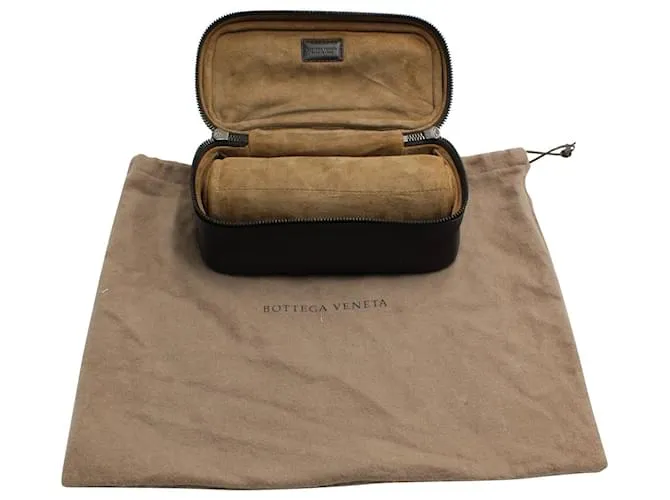 Caja para reloj Bottega Veneta en cuero marrón Castaño 