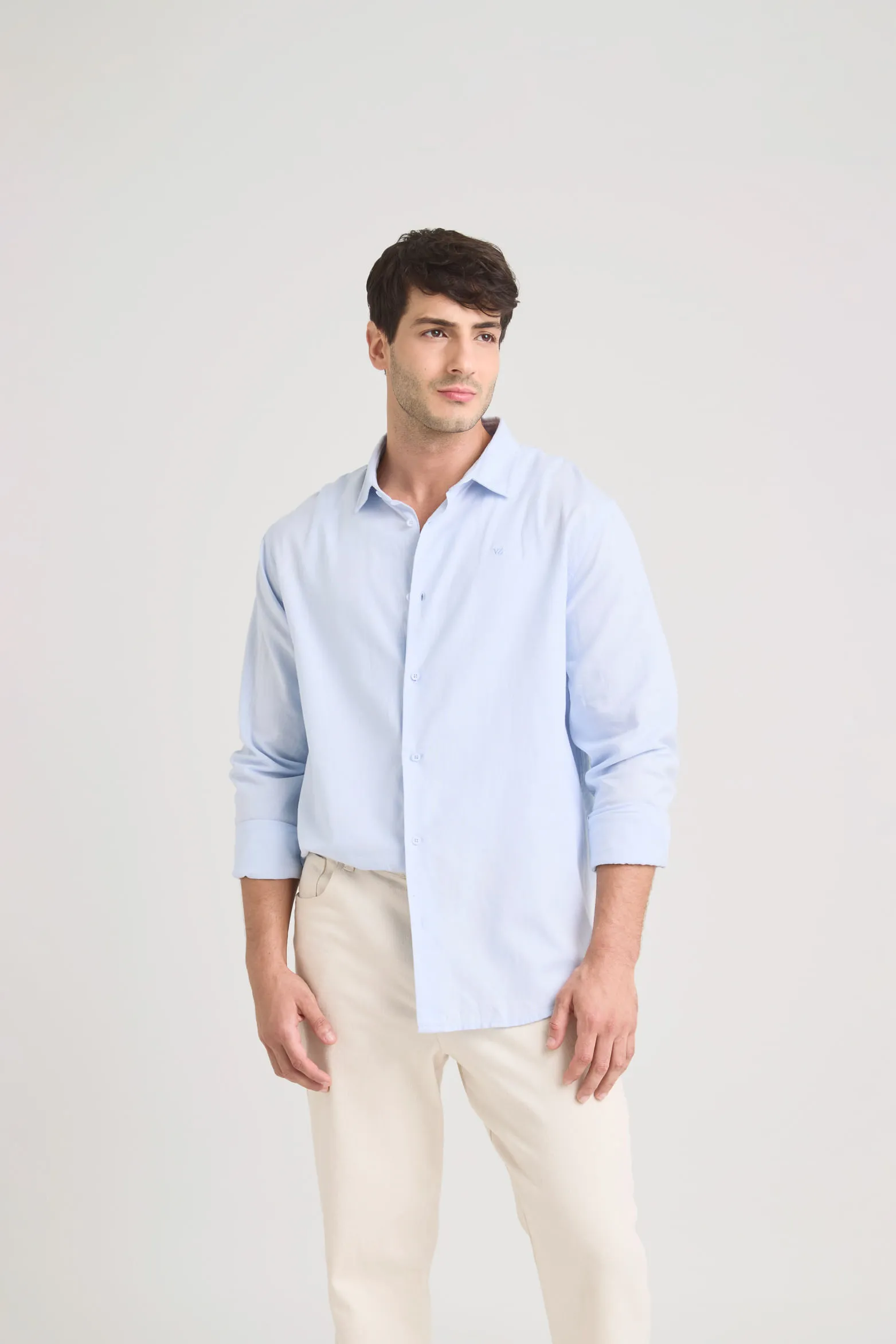 Camisa oxford manga larga calagua para hombre semifitted