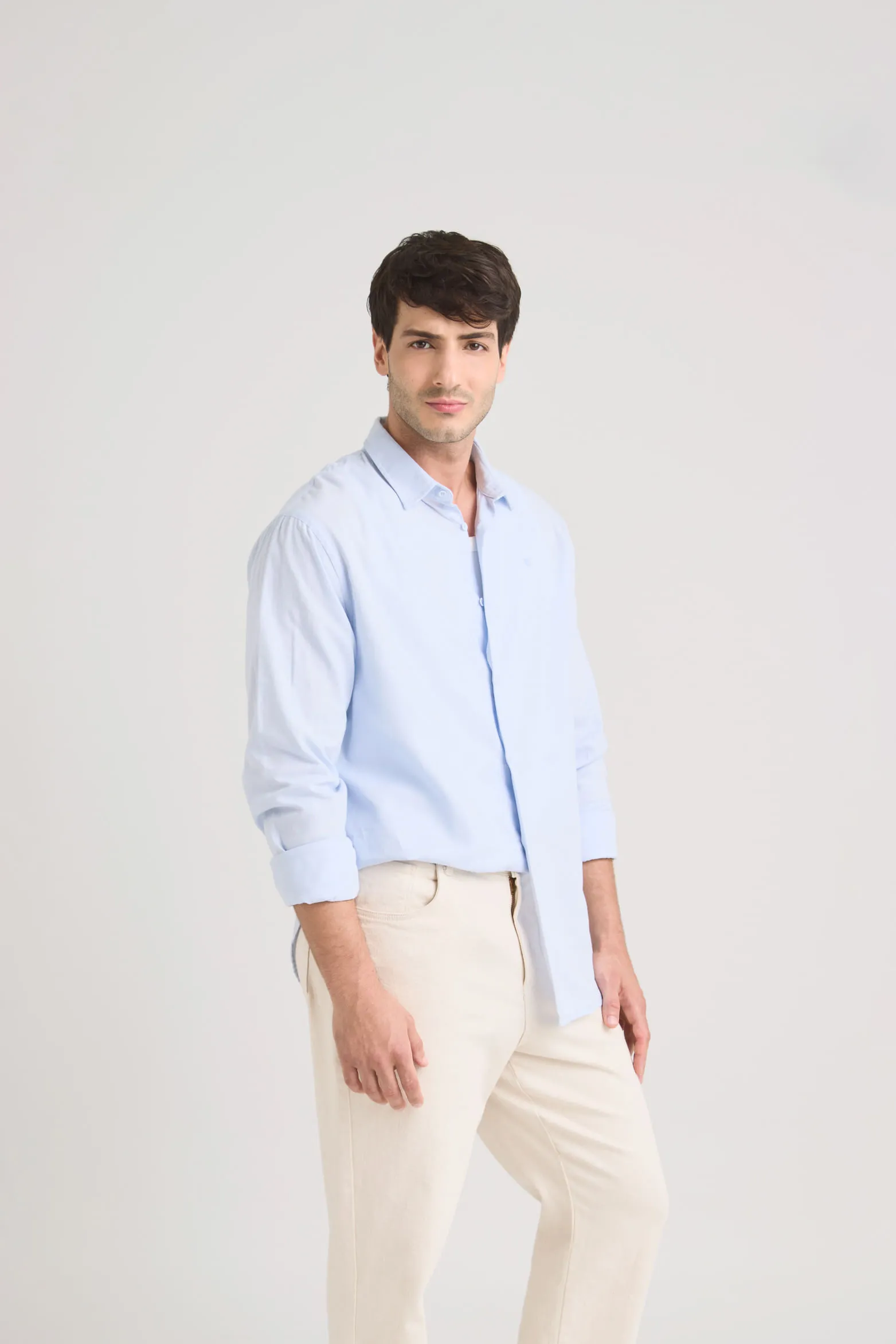 Camisa oxford manga larga calagua para hombre semifitted
