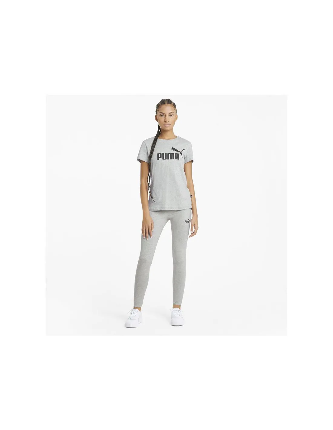Camiseta Puma Essentials Logo Mujer Gris