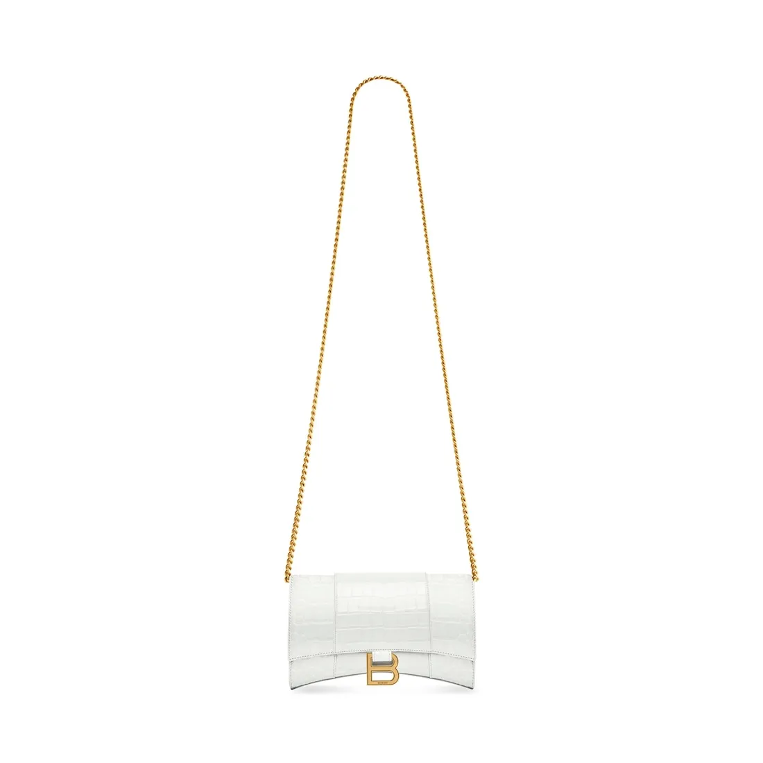Cartera Con Cadena Hourglass Con Estampado De Piel De Cocodrilo para Mujer en Blanco