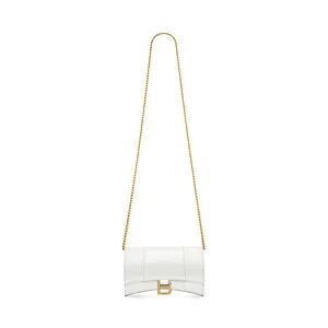 Cartera Con Cadena Hourglass Con Estampado De Piel De Cocodrilo para Mujer en Blanco