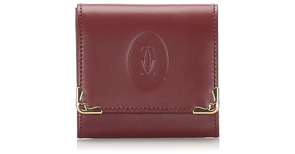 Cartier Red Must de Cartier Monedero de cuero Roja Burdeos 