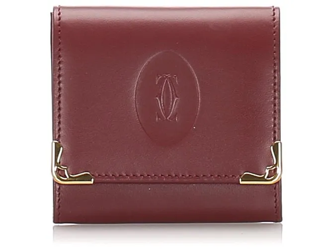 Cartier Red Must de Cartier Monedero de cuero Roja Burdeos 