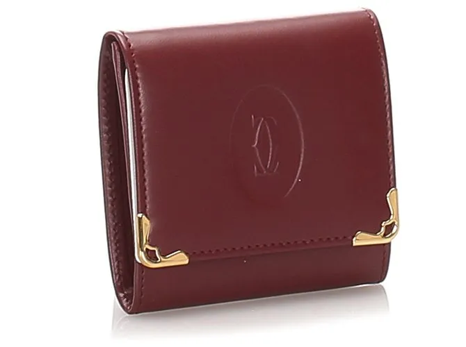 Cartier Red Must de Cartier Monedero de cuero Roja Burdeos 