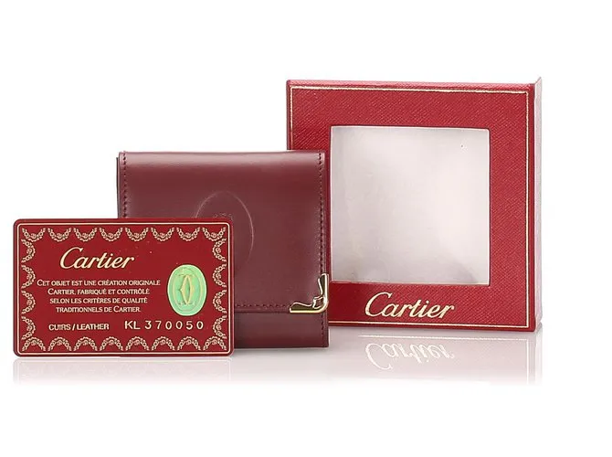 Cartier Red Must de Cartier Monedero de cuero Roja Burdeos 