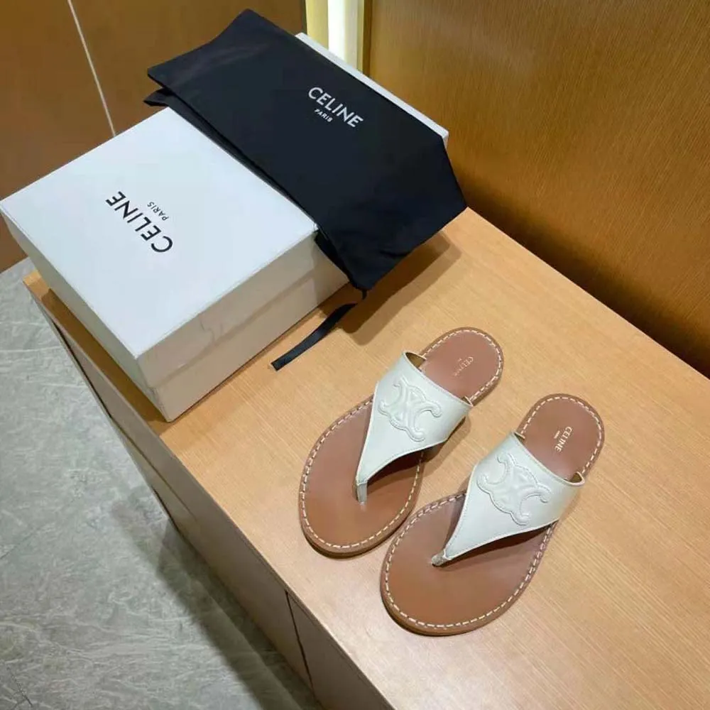 CELINE MUJER TANGA TRIOMPHE FLAT EN PIEL DE TERNERABLANCO