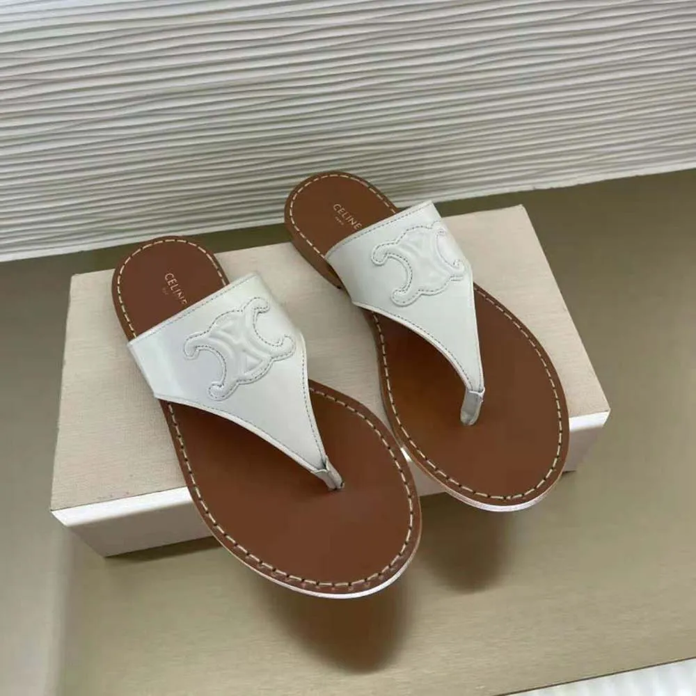 CELINE MUJER TANGA TRIOMPHE FLAT EN PIEL DE TERNERABLANCO