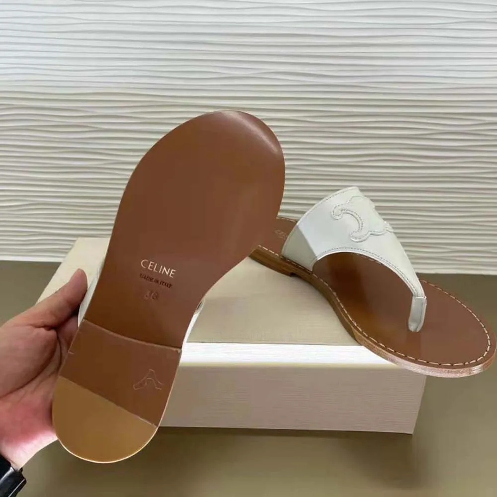 CELINE MUJER TANGA TRIOMPHE FLAT EN PIEL DE TERNERABLANCO