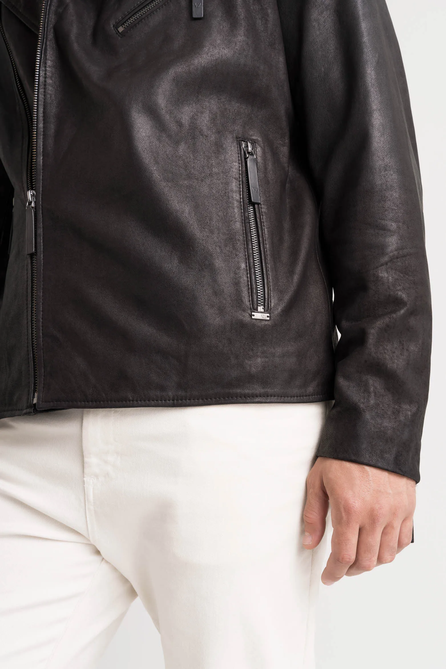 Chaqueta biker Capri de cuero para hombre semi ajustada