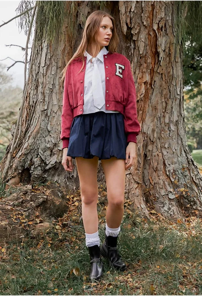 Chaqueta bomber en suede para mujer