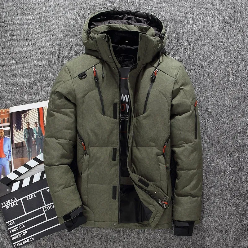 Chaqueta de invierno para hombre Abajo bordado con capucha Chaqueta de plumón norte Cálido Parka Abrigo cara Hombres Chaquetas a