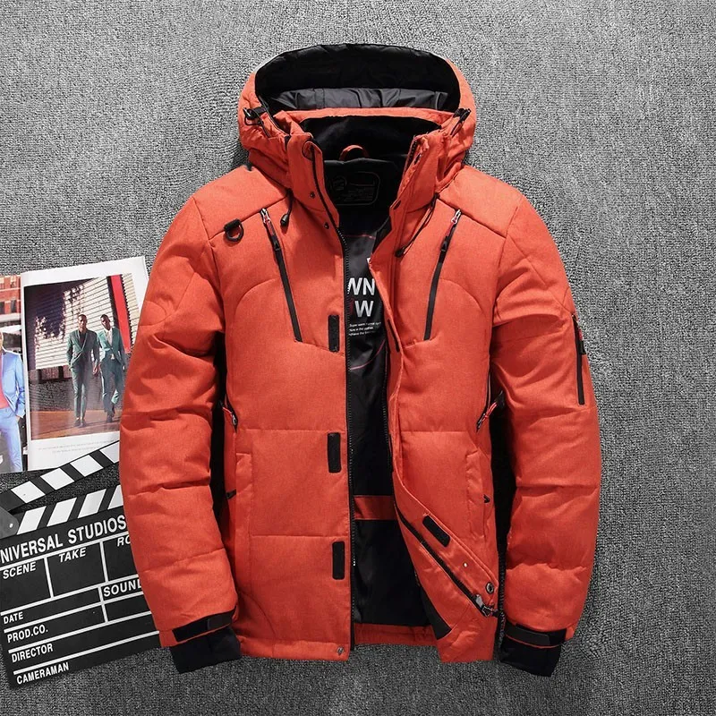 Chaqueta de invierno para hombre Abajo bordado con capucha Chaqueta de plumón norte Cálido Parka Abrigo cara Hombres Chaquetas a