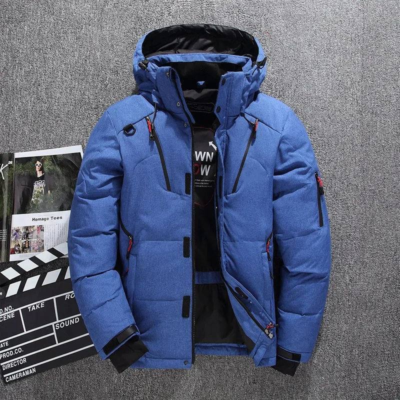 Chaqueta de invierno para hombre Abajo bordado con capucha Chaqueta de plumón norte Cálido Parka Abrigo cara Hombres Chaquetas a