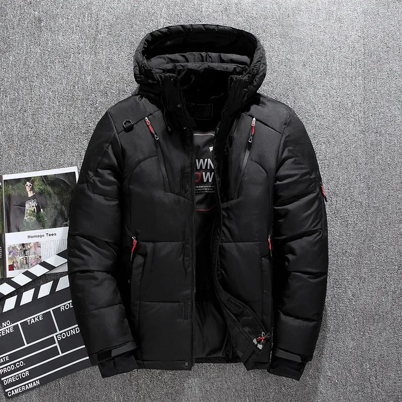 Chaqueta de invierno para hombre Abajo bordado con capucha Chaqueta de plumón norte Cálido Parka Abrigo cara Hombres Chaquetas a