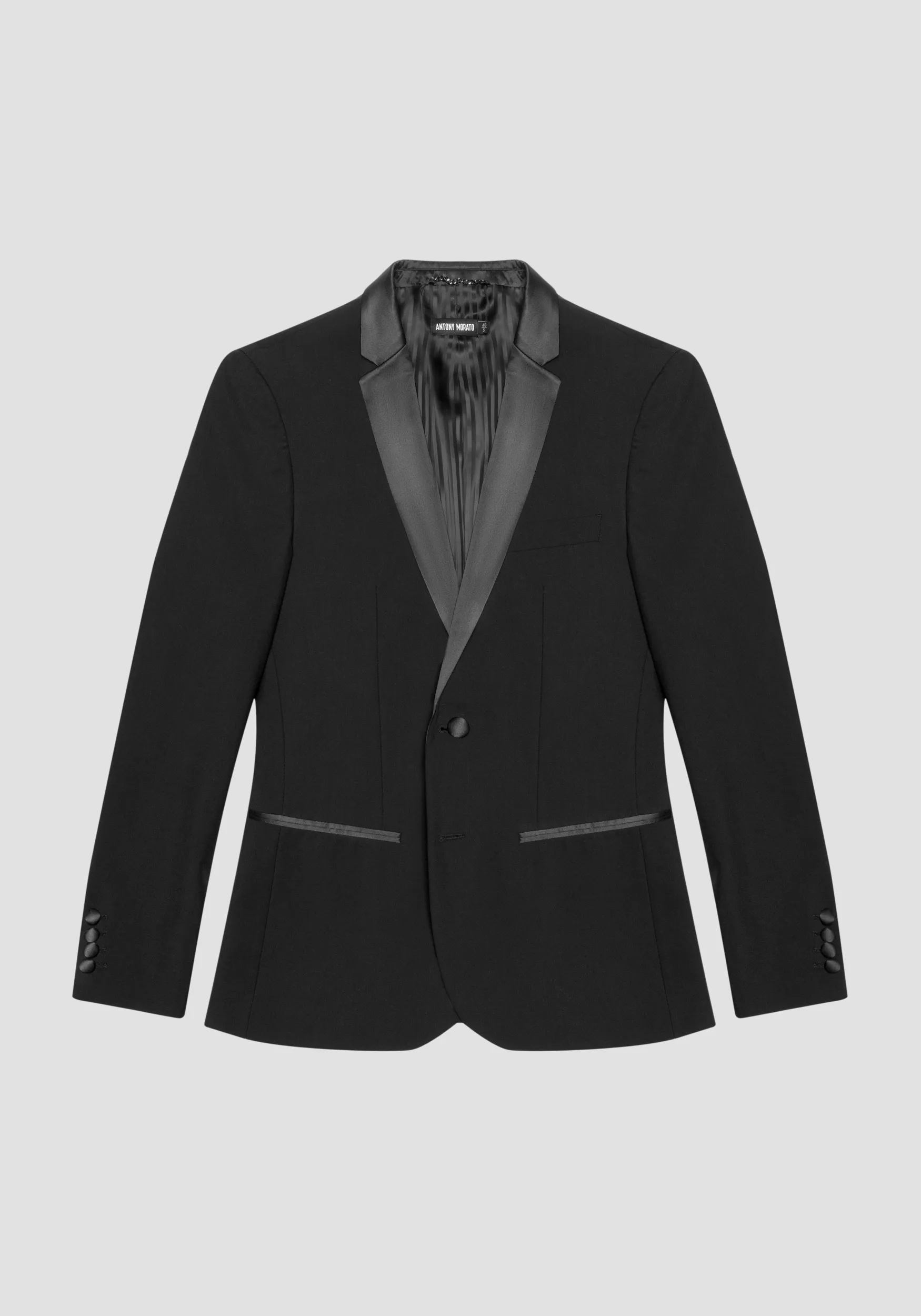 CHAQUETA «NINA» CON CORTE SLIM DE TEJIDO ELÁSTICO DE MEZCLA DE VISCOSA CON DETALLES DE RASO