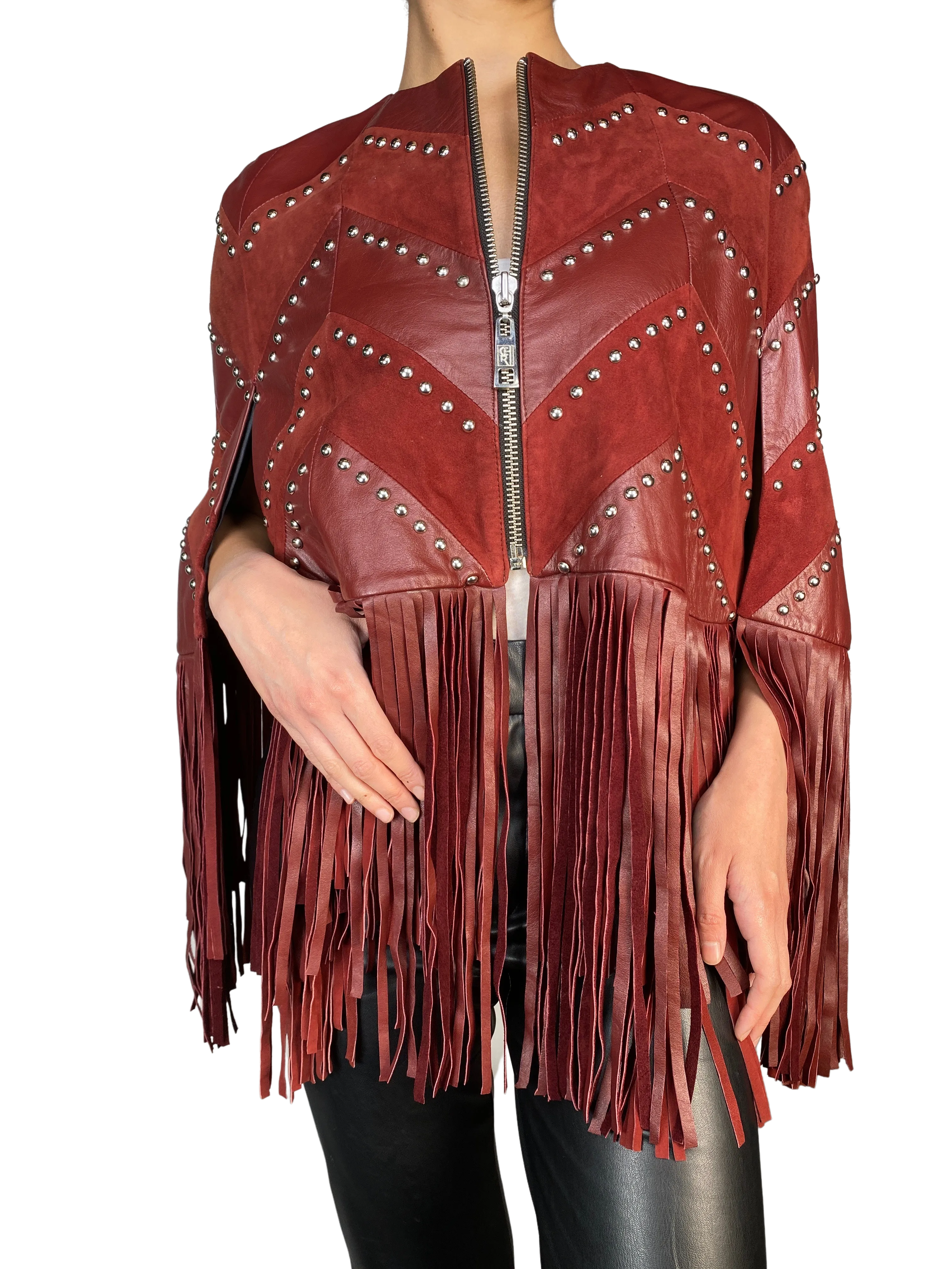CHER Poncho Violet Burdeo Cuero